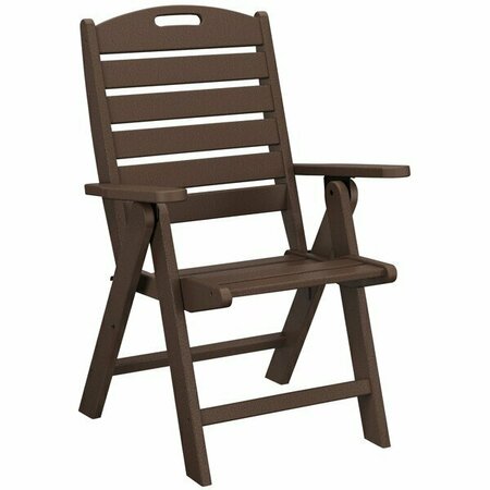 POLYWOOD Nautical Mahogany Folding High Back Chair 633NCH38MA